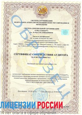Образец сертификата соответствия аудитора №ST.RU.EXP.00006174-3 Ногинск Сертификат ISO 22000